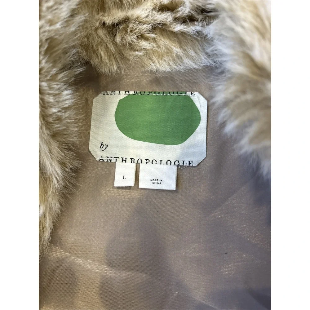 Anthropologie L Marlena Faux Fur Vest Leopard Patchwork‎ Women's Beige - Picture 10 of 10